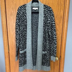 Ann Taylor LOFT Gray Leopard Print Women's Sweater